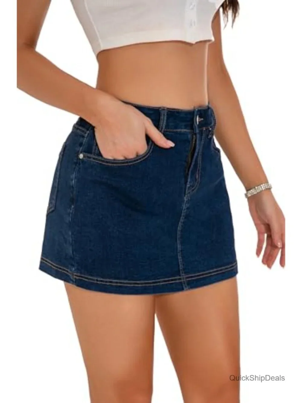 Women's High Waisted Denim Skort Stretchy Y2K Mini Skirt Shorts Style
